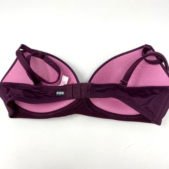 Victoria's Secret PINK Bra Padded Cups No Wire Maroon 34B - Picture 6 of 11